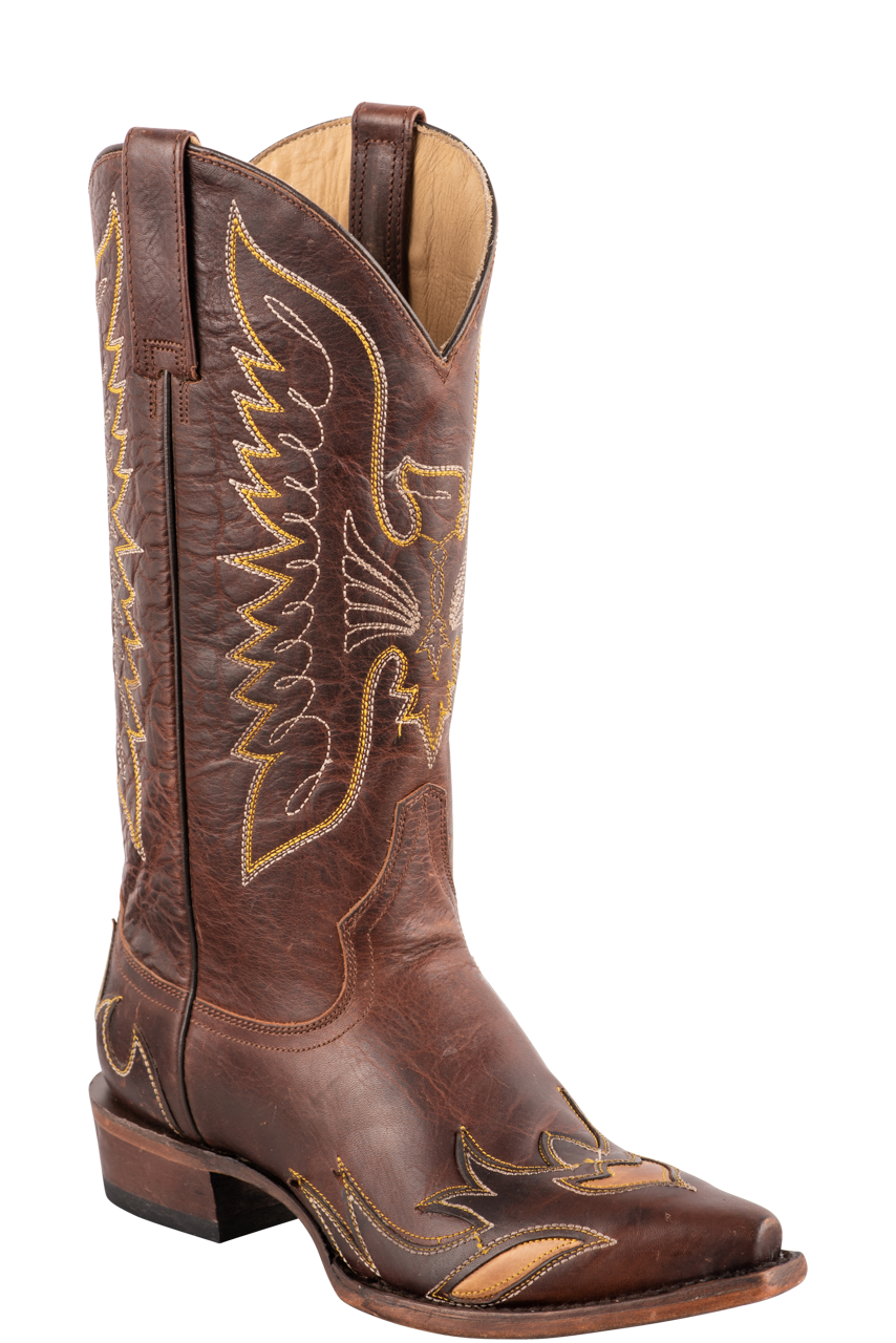 Stetson Women's Eagle Overlay Cowgirl Boots - Brown