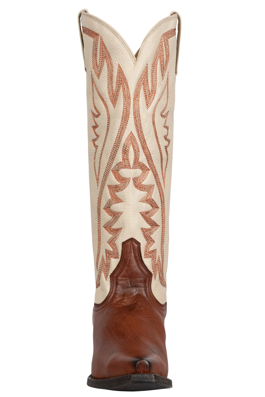 Stetson Women's Two-Tone Leather Cowgirl Boots - Cream