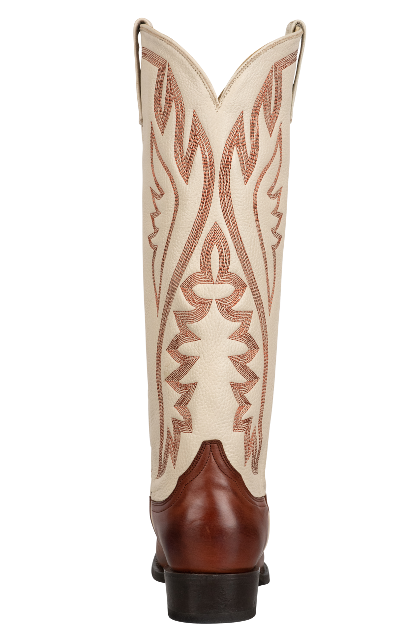 Stetson Women's Two-Tone Leather Cowgirl Boots - Cream