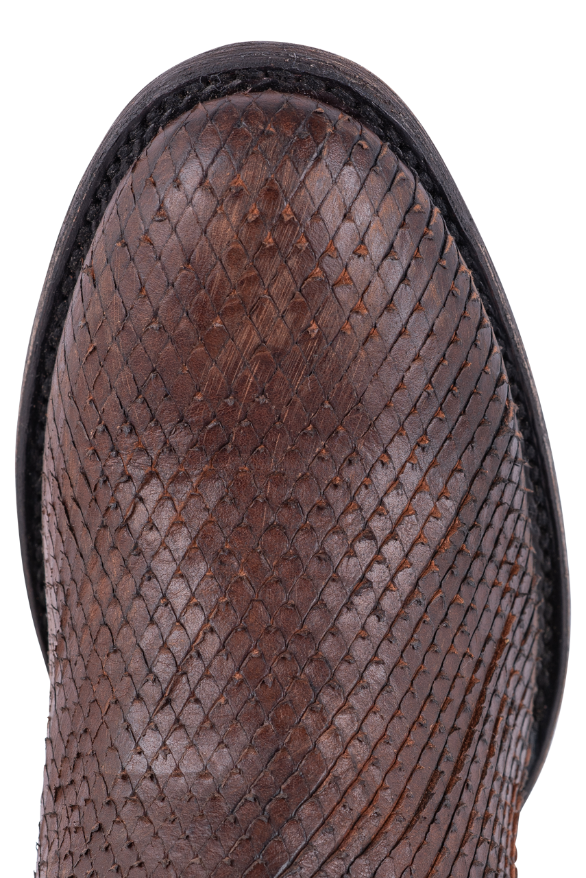 Stetson Women's Fashon Leather Dani Distressed Diamond Cut Cowgirl Booties - Brown
