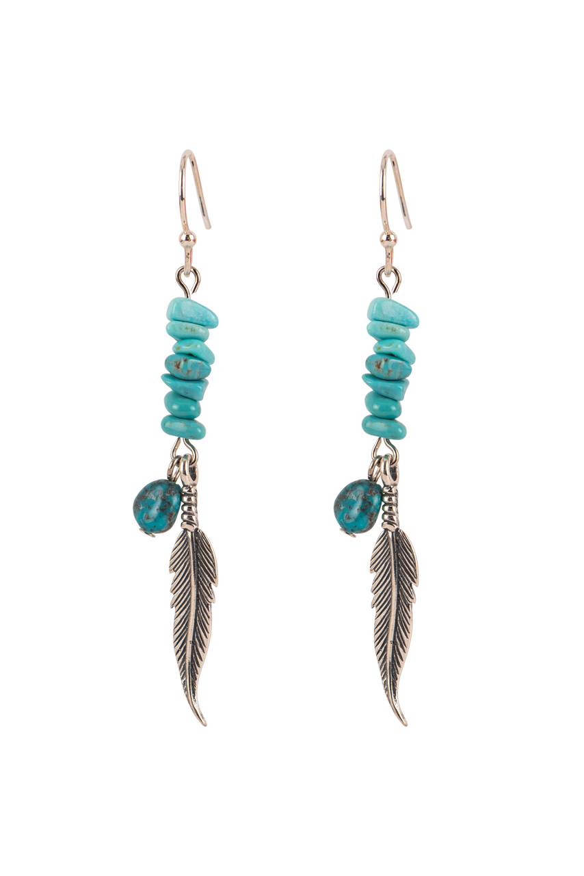 Paige Wallace Turquoise Feather Earrings