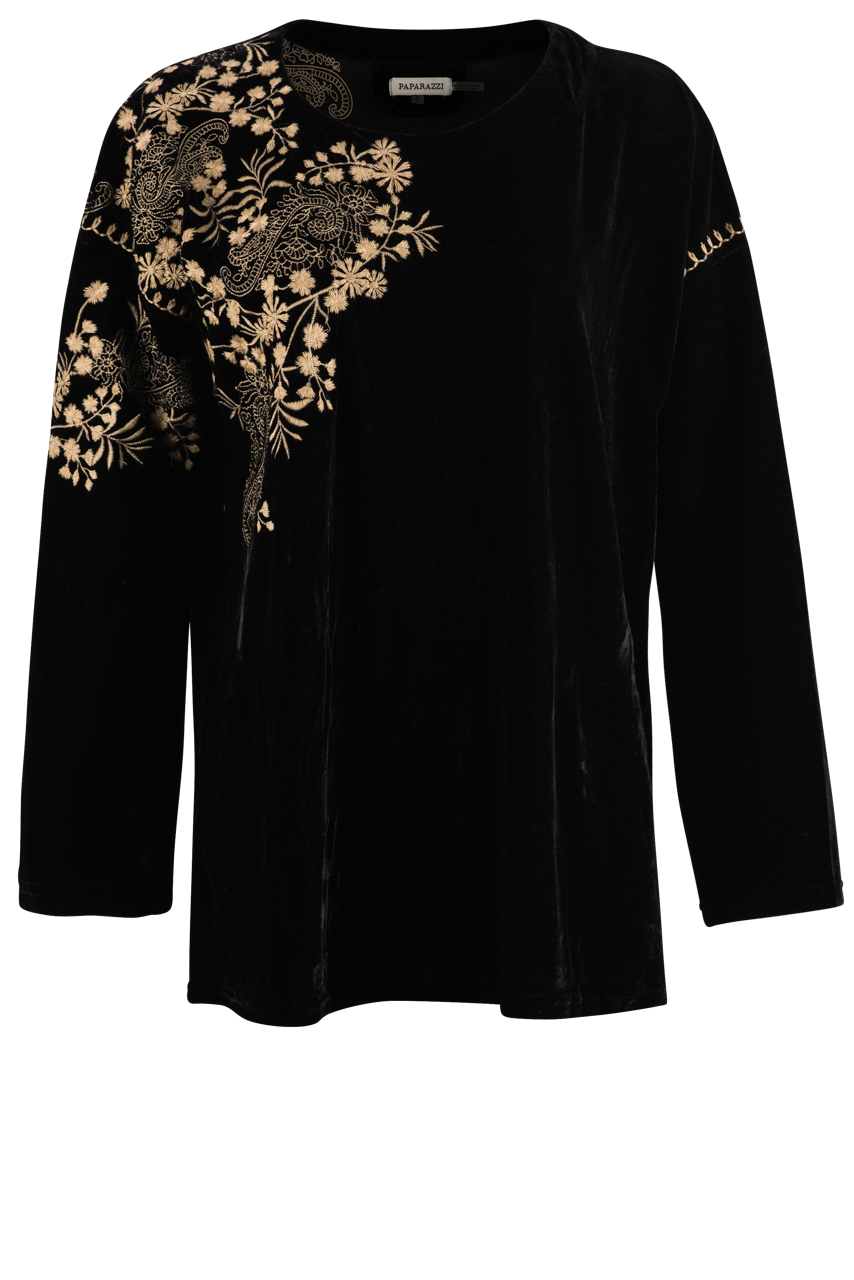 Paparazzi Embroidered Velvet Blouse