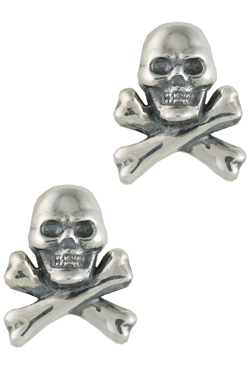 Pinto Ranch Skull and Cross Bones Silver Cufflinks