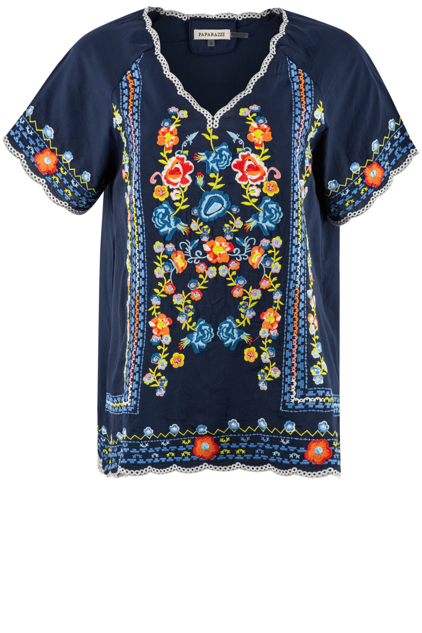 Paparazzi Navy Scallop Hem Top