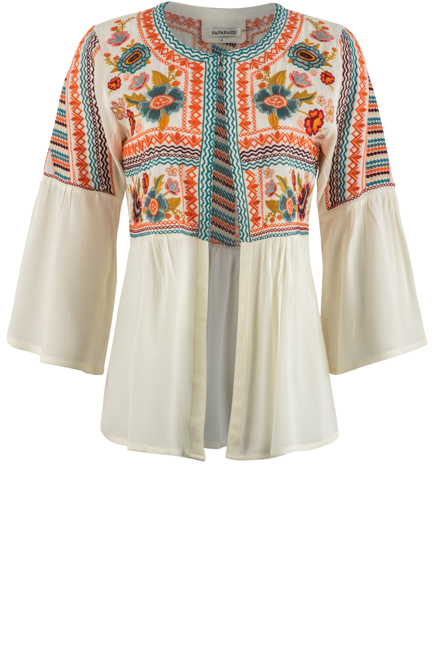 Paparazzi Embroidered Cardigan Blouse