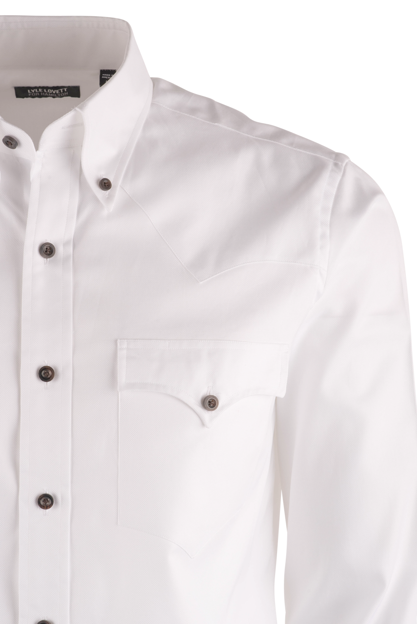 Lyle Lovett for Hamilton Royal Oxford Button-Front Shirt - Solid White