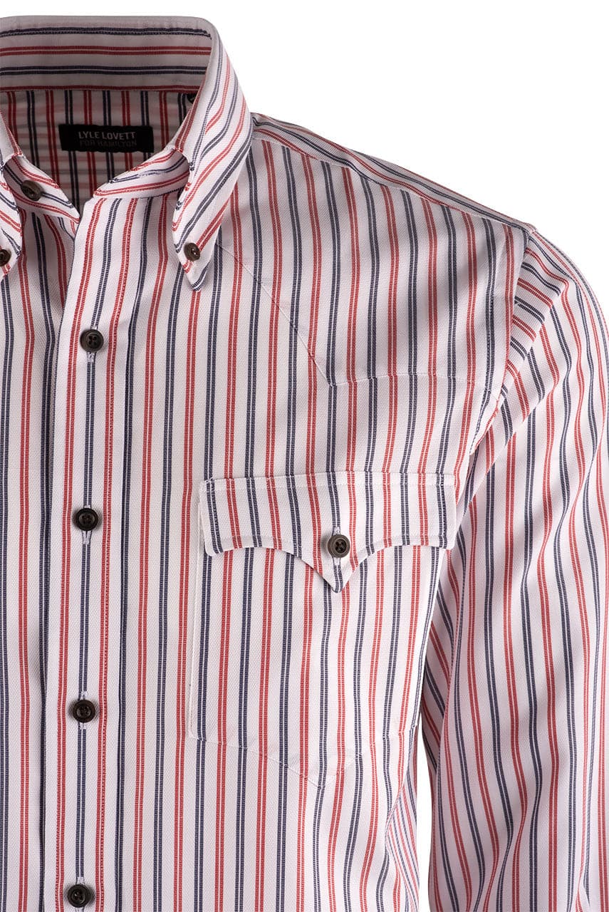 Lyle Lovett Red, White  & Blue Striped Shirt