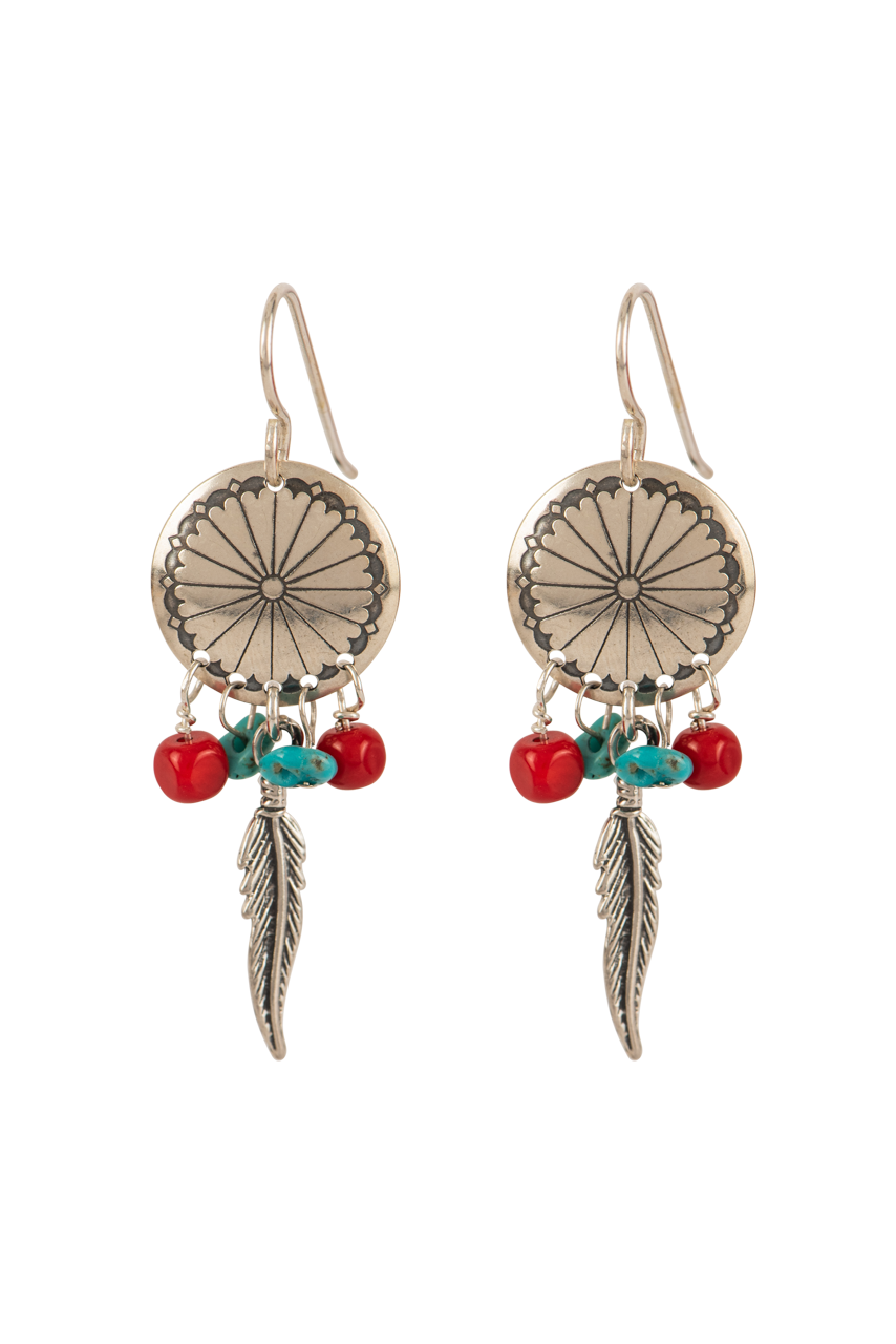 Paige Wallace Concho Feather Earrings