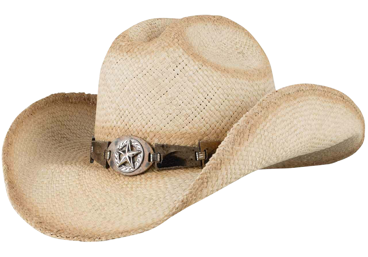 Cowboy Under Brim Straw Hat