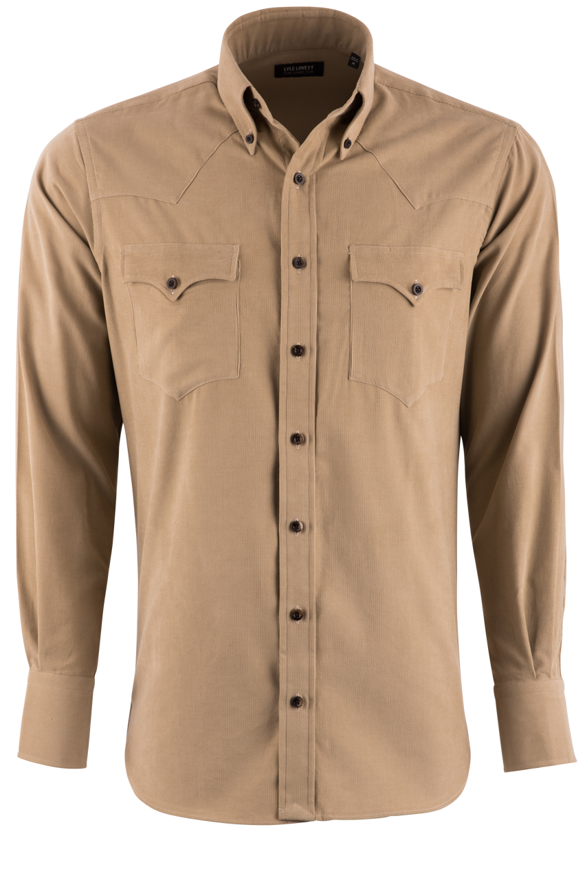 Lyle Lovett for Hamilton Corduroy Button-Front Shirt - Solid Tan