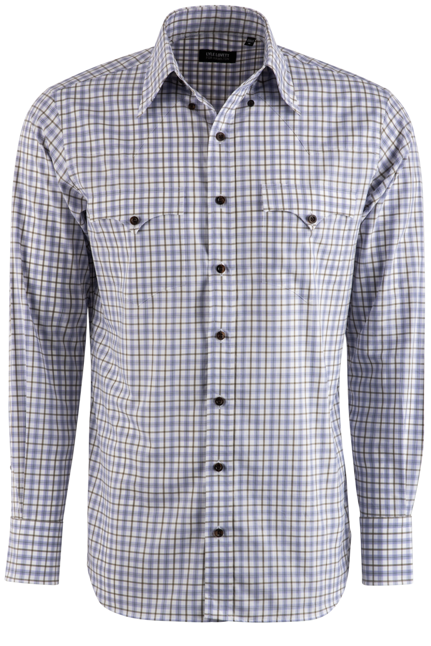 Lyle Lovett for Hamilton Checked Button-Front Shirt - Purple & Brown
