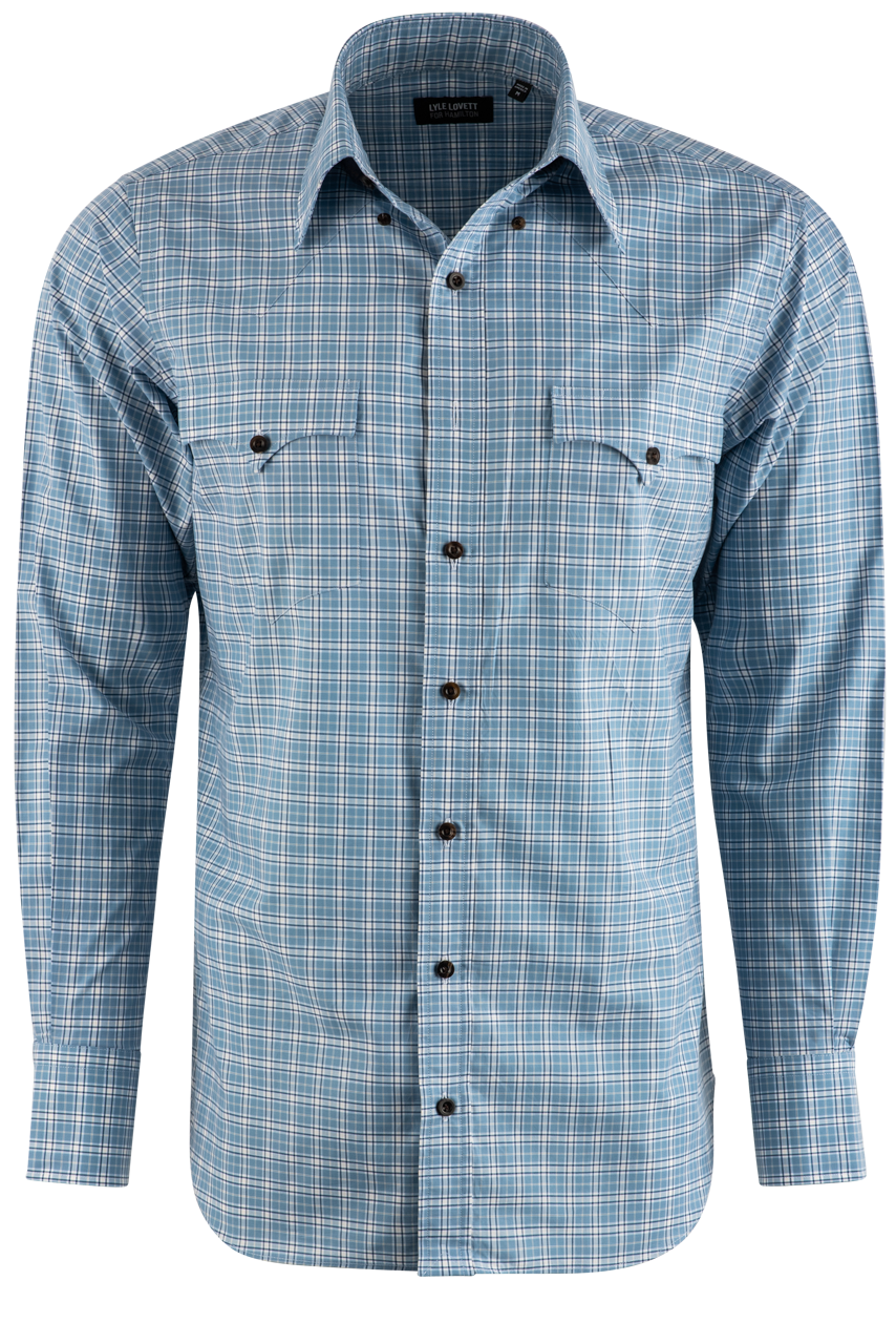 Lyle Lovett for Hamilton Poplin Button-Front Shirt - Blue