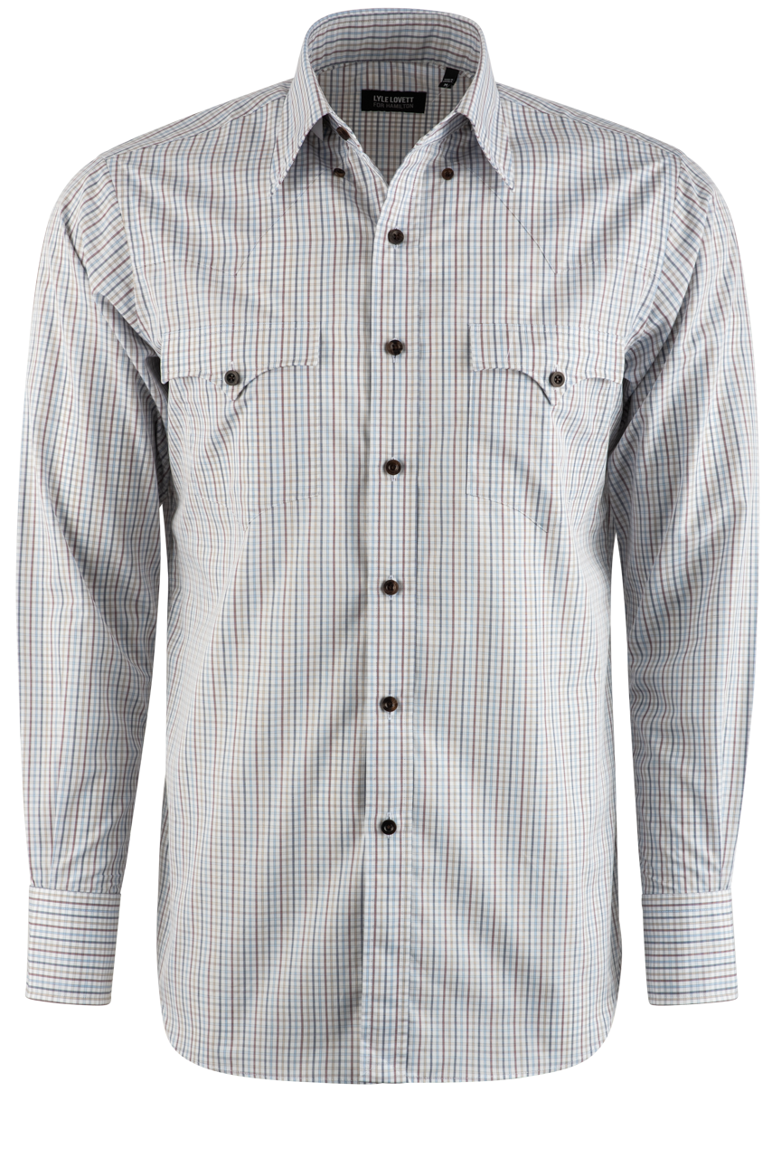 Lyle Lovett for Hamilton Poplin Button-Front Shirt - White/Blue