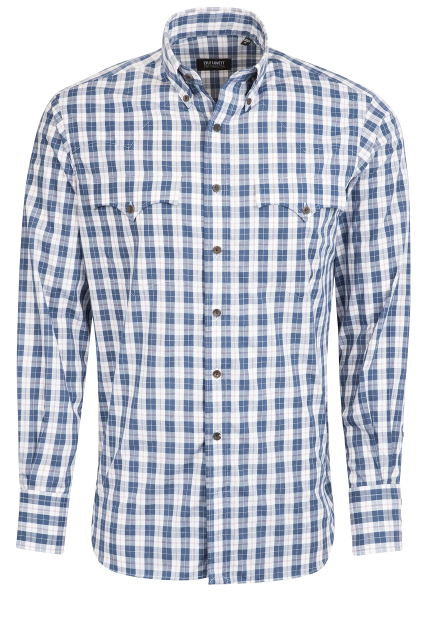 Lyle Lovett for Hamilton Button-Front Shirt - Light Blue Check