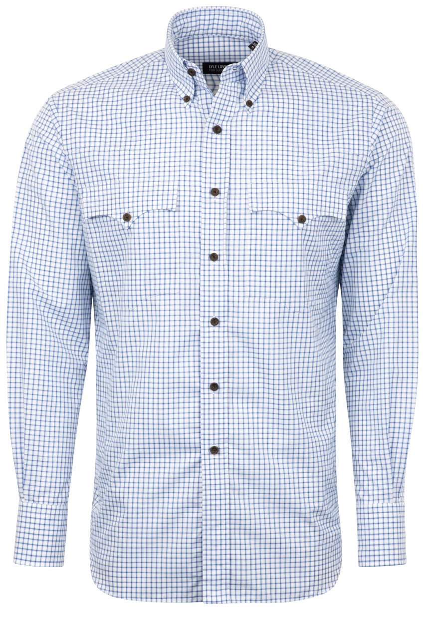 Lyle Lovett for Hamilton Button-Front Shirt - Blue Graph Check