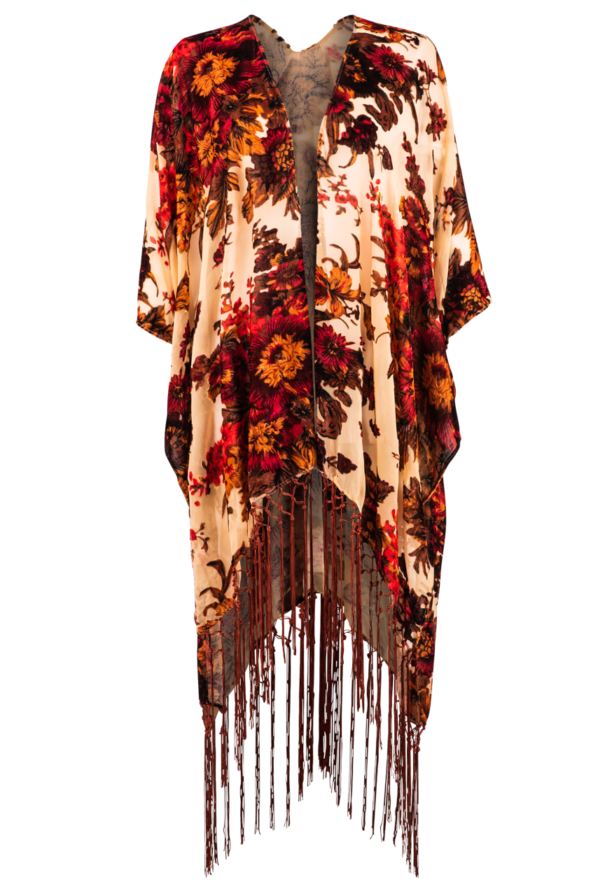 Paparazzi Floral Velvet Burnout Kimono