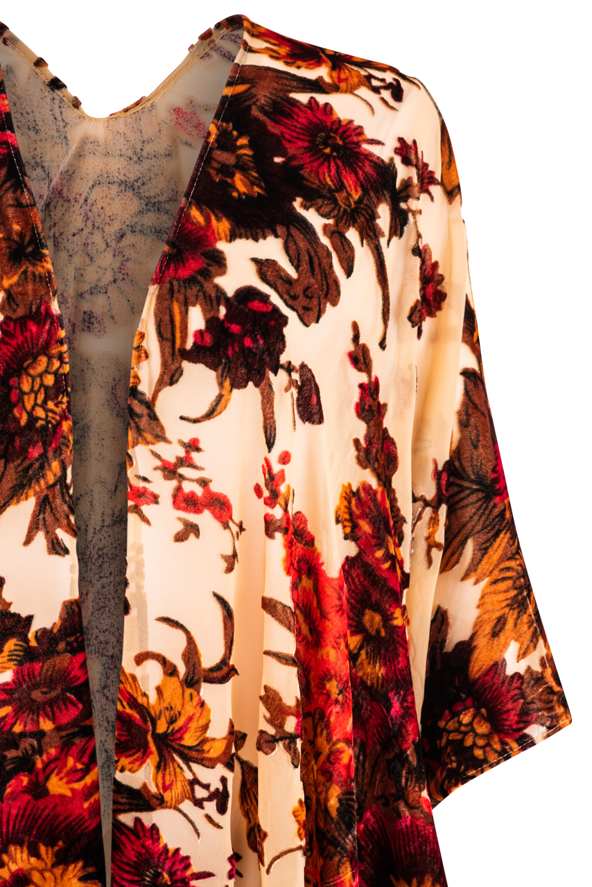 Paparazzi Floral Velvet Burnout Kimono
