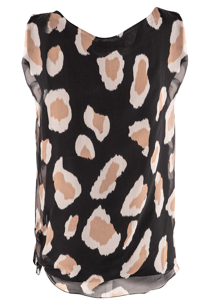 Gigi Black Giraffe Print Silk Tank Top