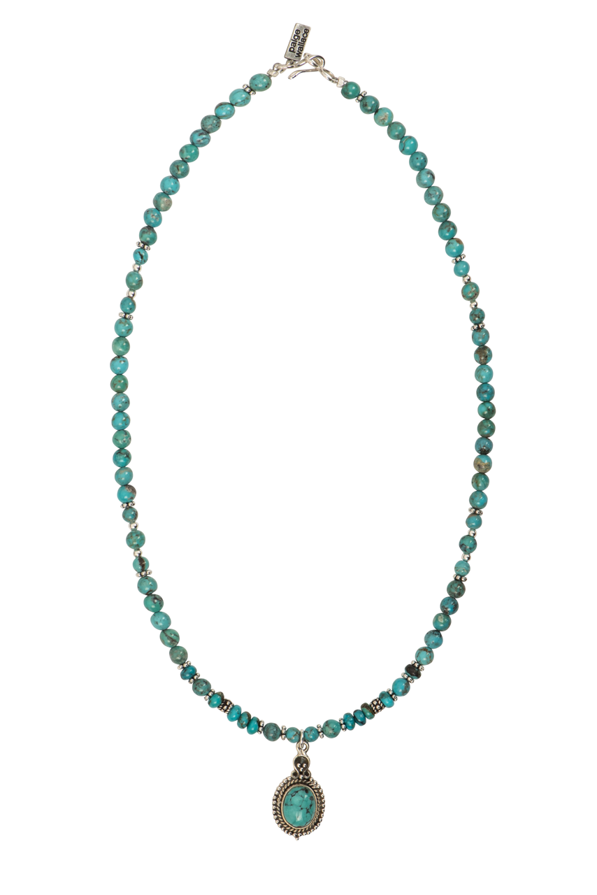 Paige Wallace Beaded Turquoise Pendant Necklace