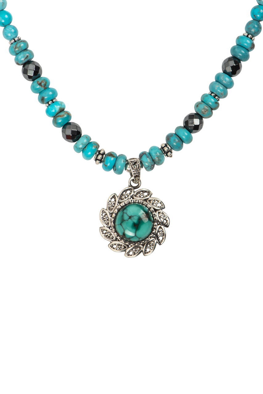 Paige Wallace Turquoise Flower Necklace