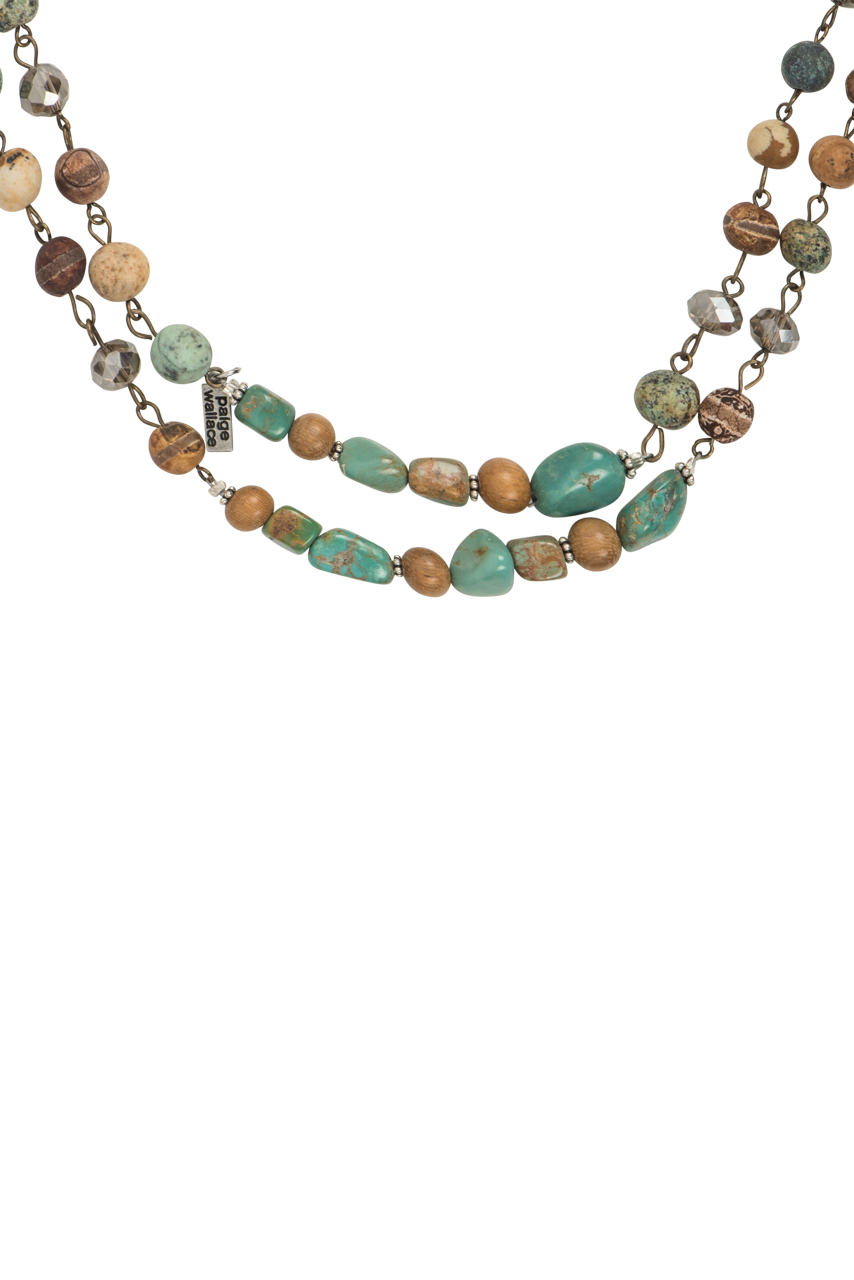 Paige Wallace Turquoise & Jasper Chain Necklace