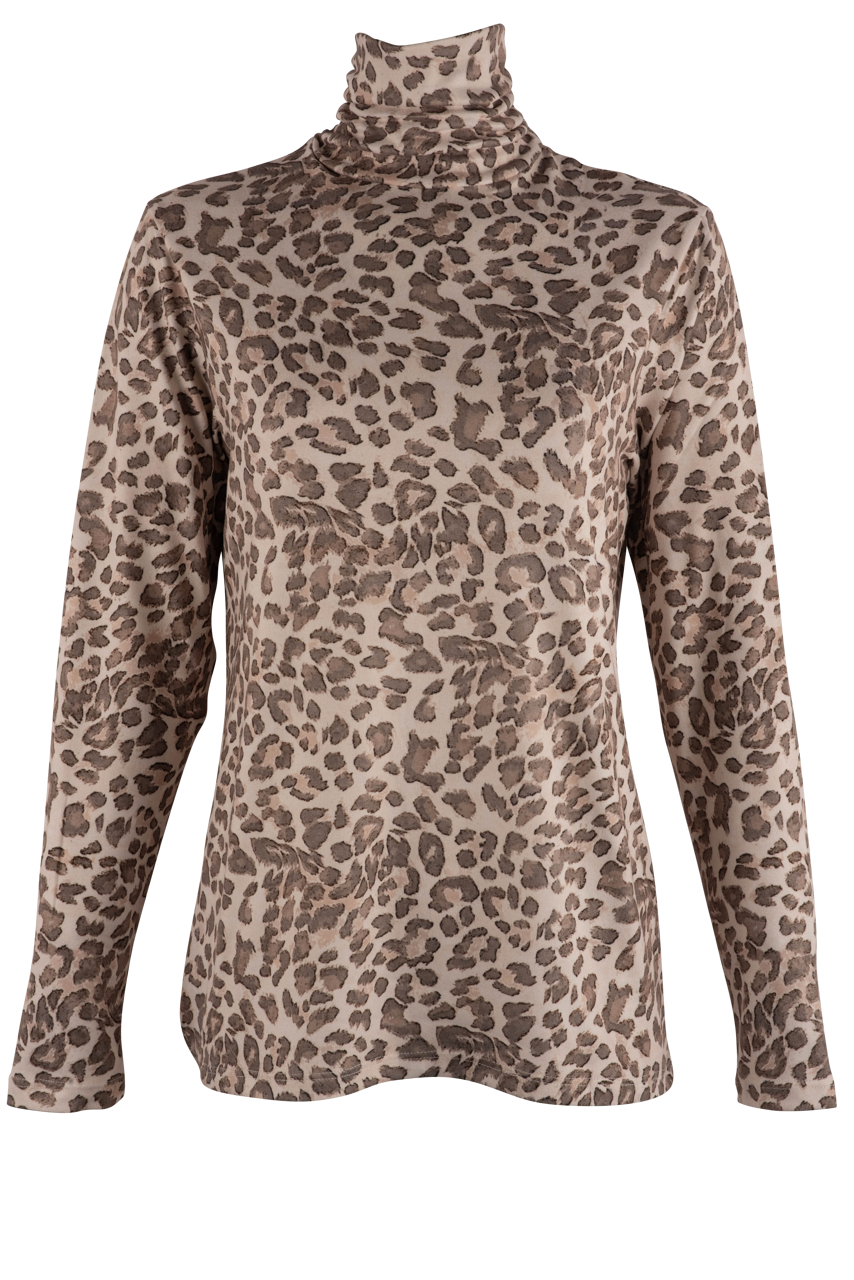 Tasha Polizzi Cashmere Leopard Print Turtleneck
