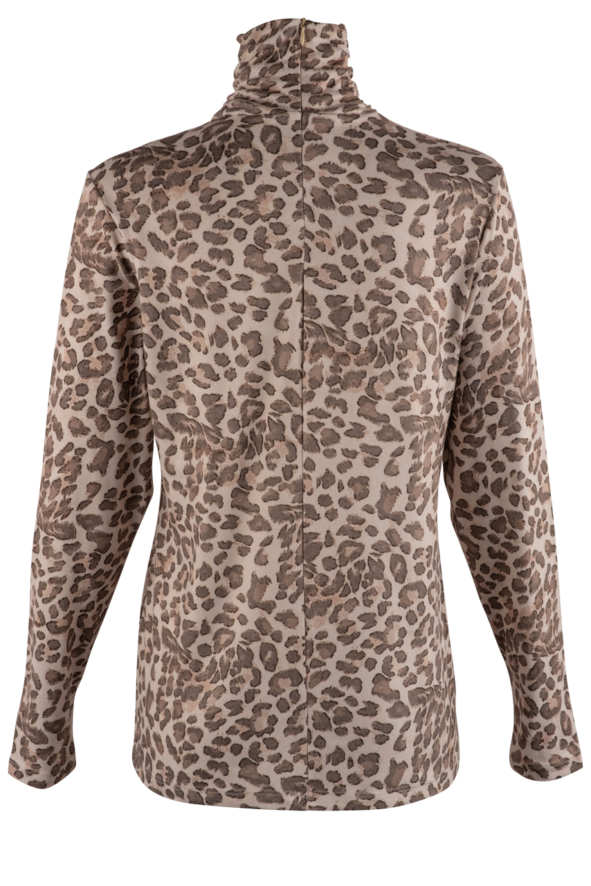 Tasha Polizzi Cashmere Leopard Print Turtleneck