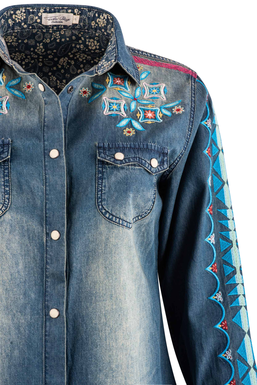 Tasha Polizzi Blue Washed Rayna Denim Shirt