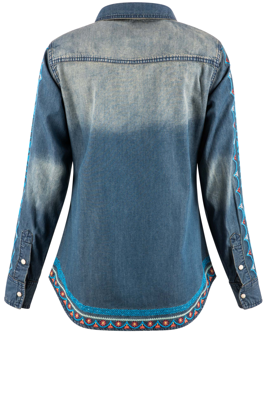 Tasha Polizzi Blue Washed Rayna Denim Shirt