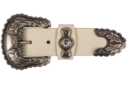 Streets Ahead White & Silver Buckle Belt