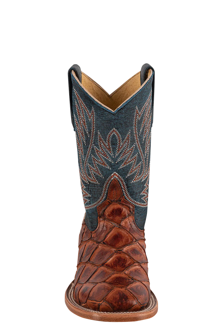 Anderson Bean Blue & Cognac Pirarucu Print Boots