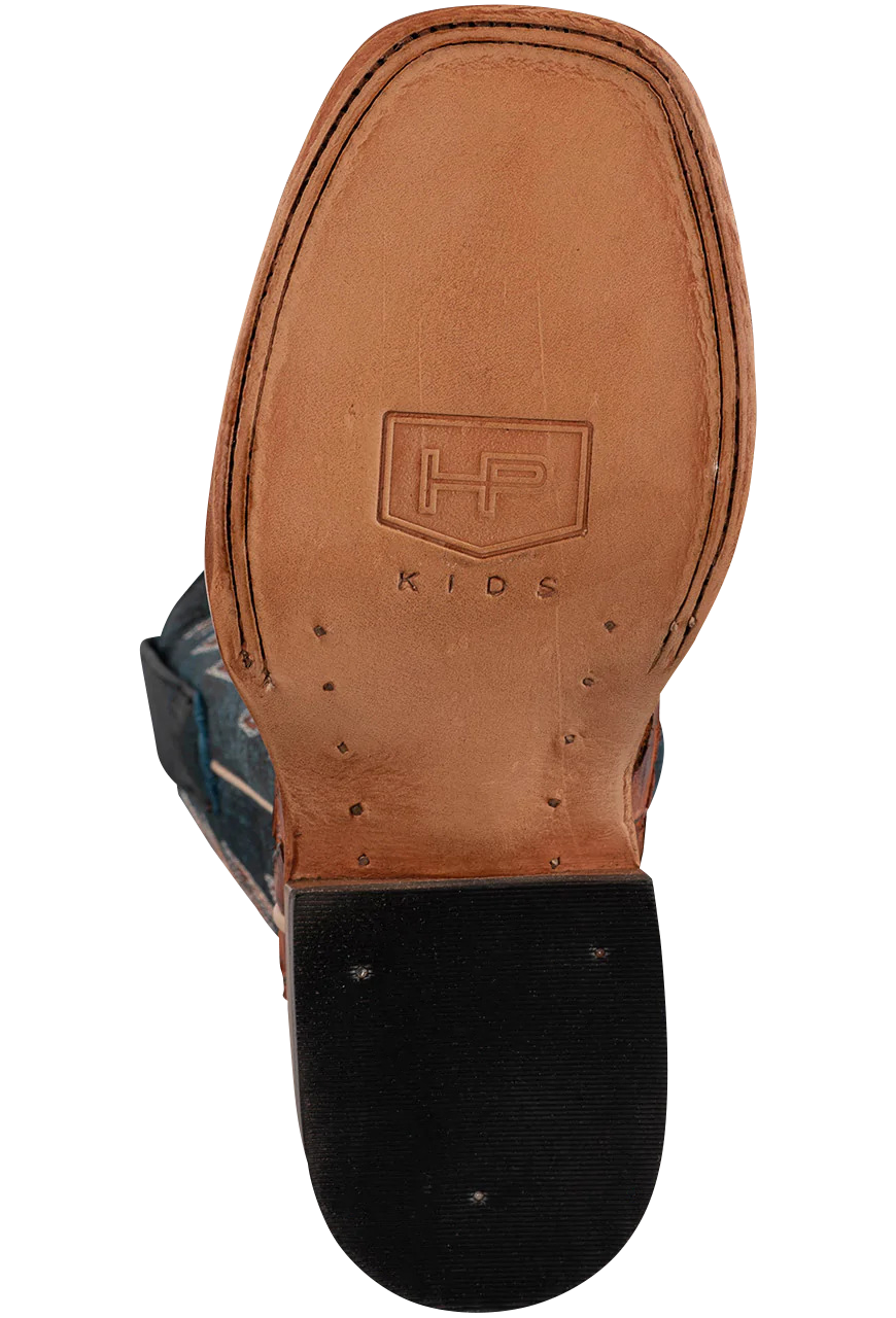 Anderson Bean Blue & Cognac Pirarucu Print Boots