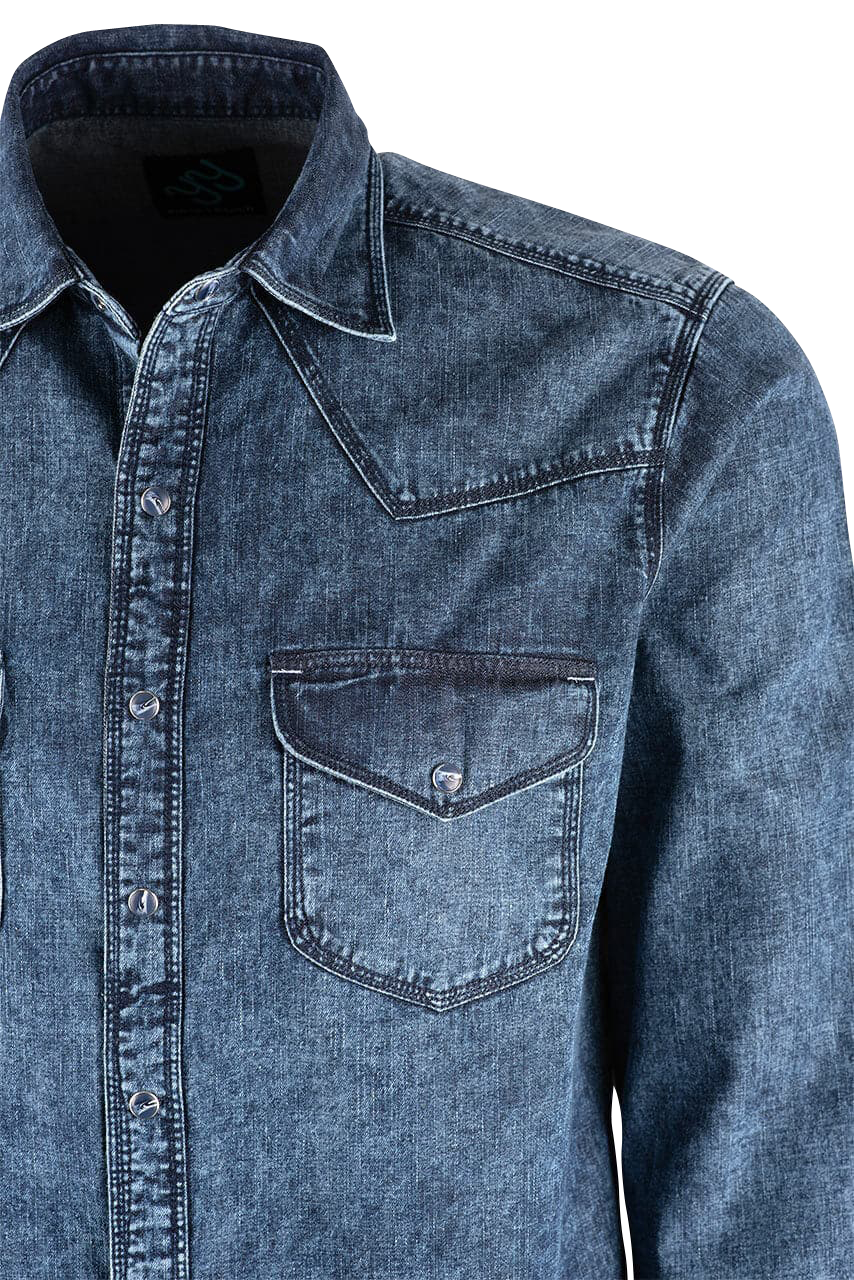 Pinto Ranch YY Collection Washed Indigo Snap Shirt