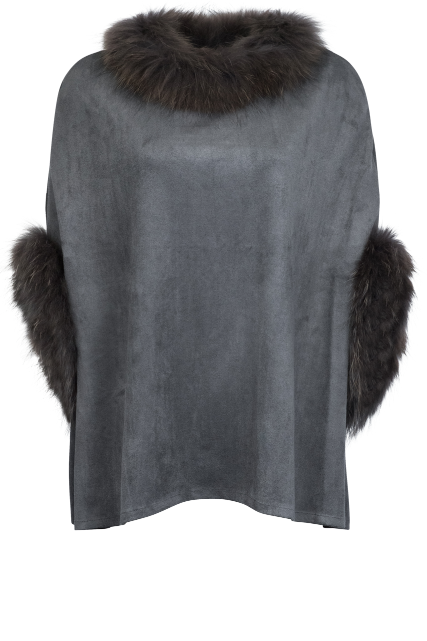 Dolce Cabo Raccoon Suede Poncho Top