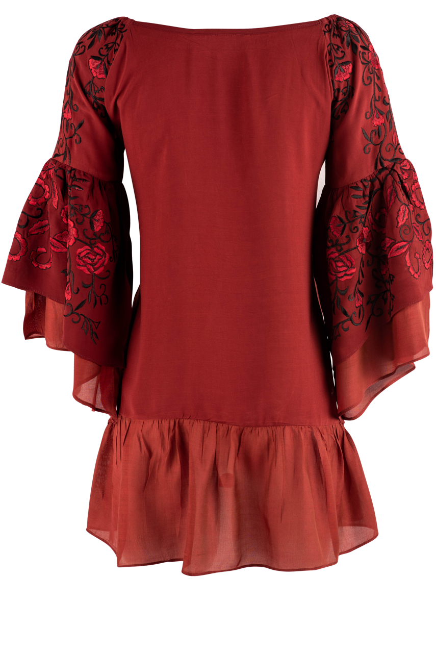 Vintage Collection Red Bonnie Long Puff Sleeve Tunic