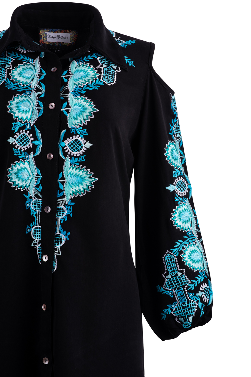 Vintage Collection Black Juniper Open Shoulder Top