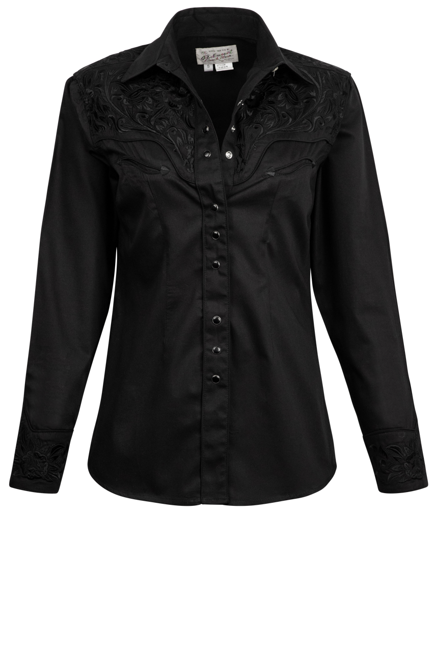 Rockmount Ranch Wear Solid Black Vintage Western Top