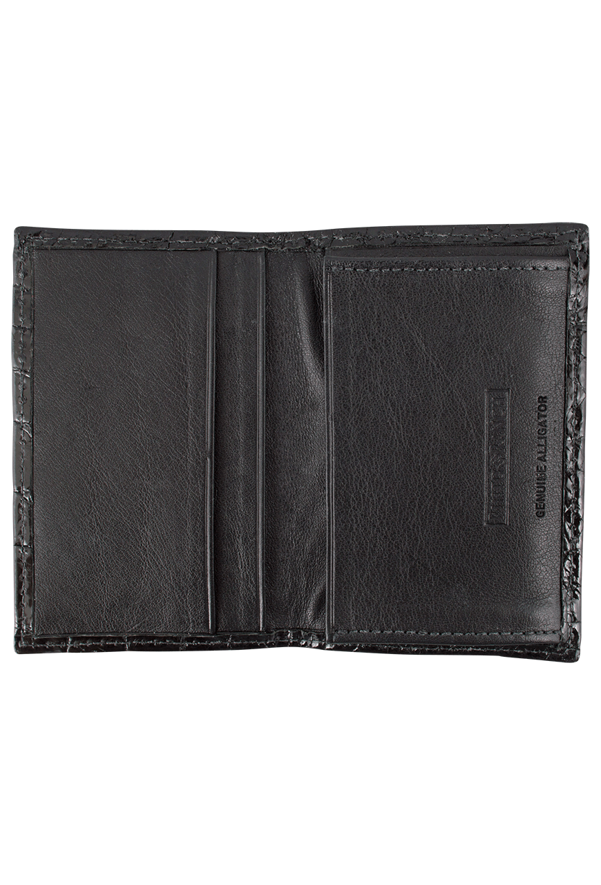 Alligator Gusseted Black Card Case