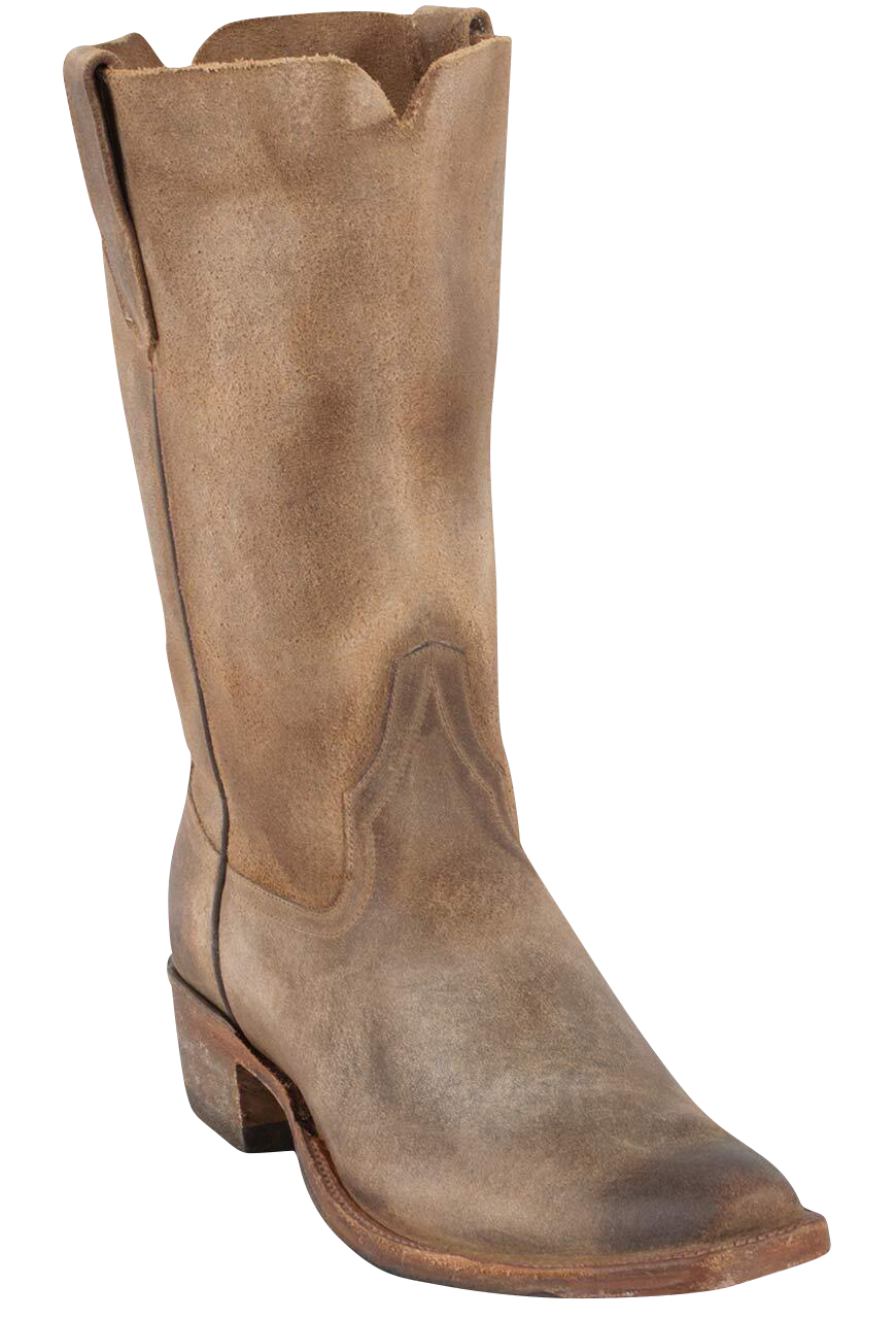 Rios of Mercedes Cowhide Suede Cowboy Boots - Distressed Sahara
