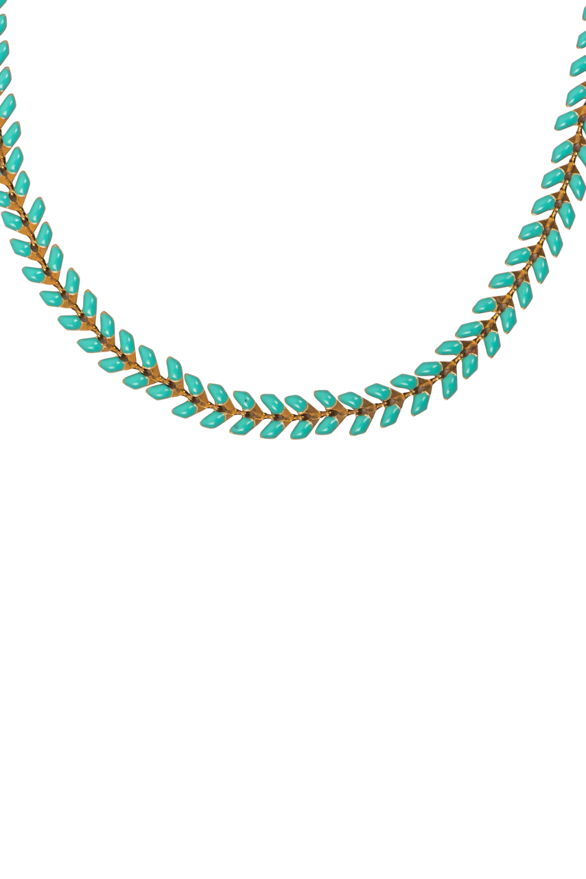 Brown Eyed Girl Turquoise Leaf Chain Necklace