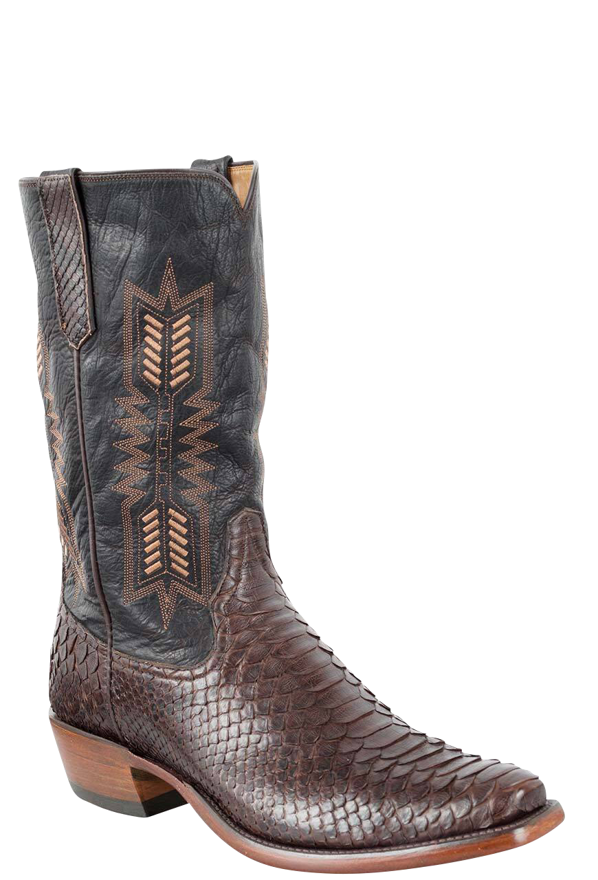 Rios of Mercedes Python Cowboy Boots - Chocolate