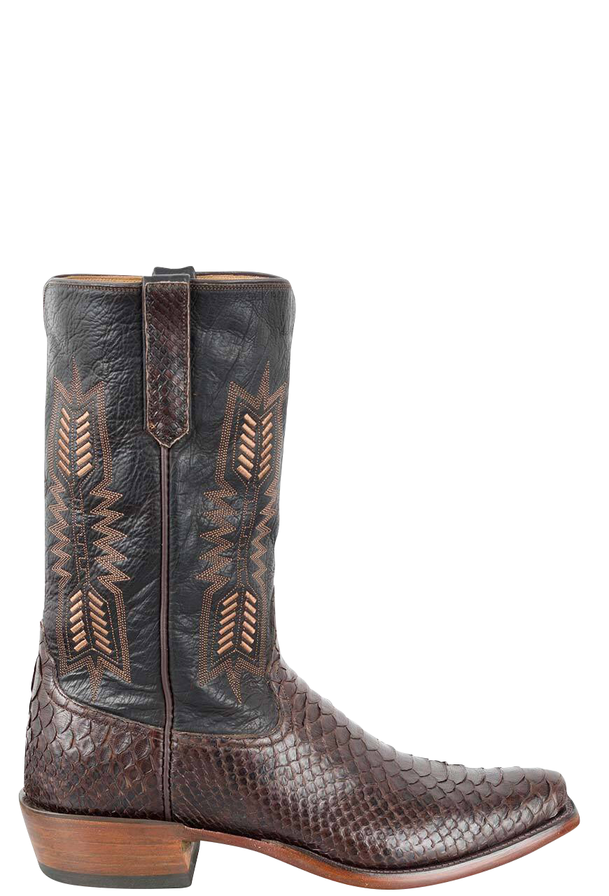 Rios of Mercedes Men's Python Cowboy Boots - Chocolate