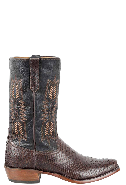 Rios of Mercedes Men's Python Cowboy Boots - Chocolate