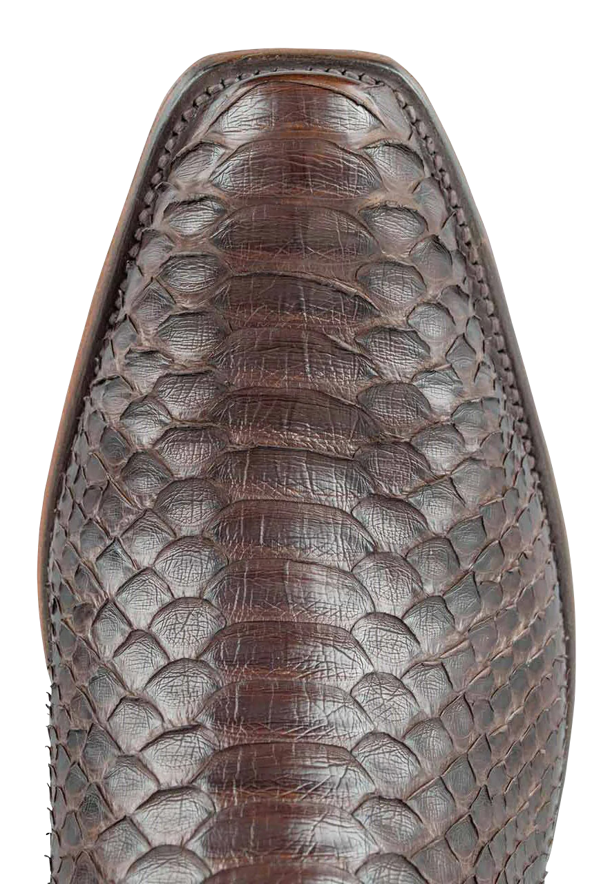 Rios of Mercedes Python Cowboy Boots - Chocolate