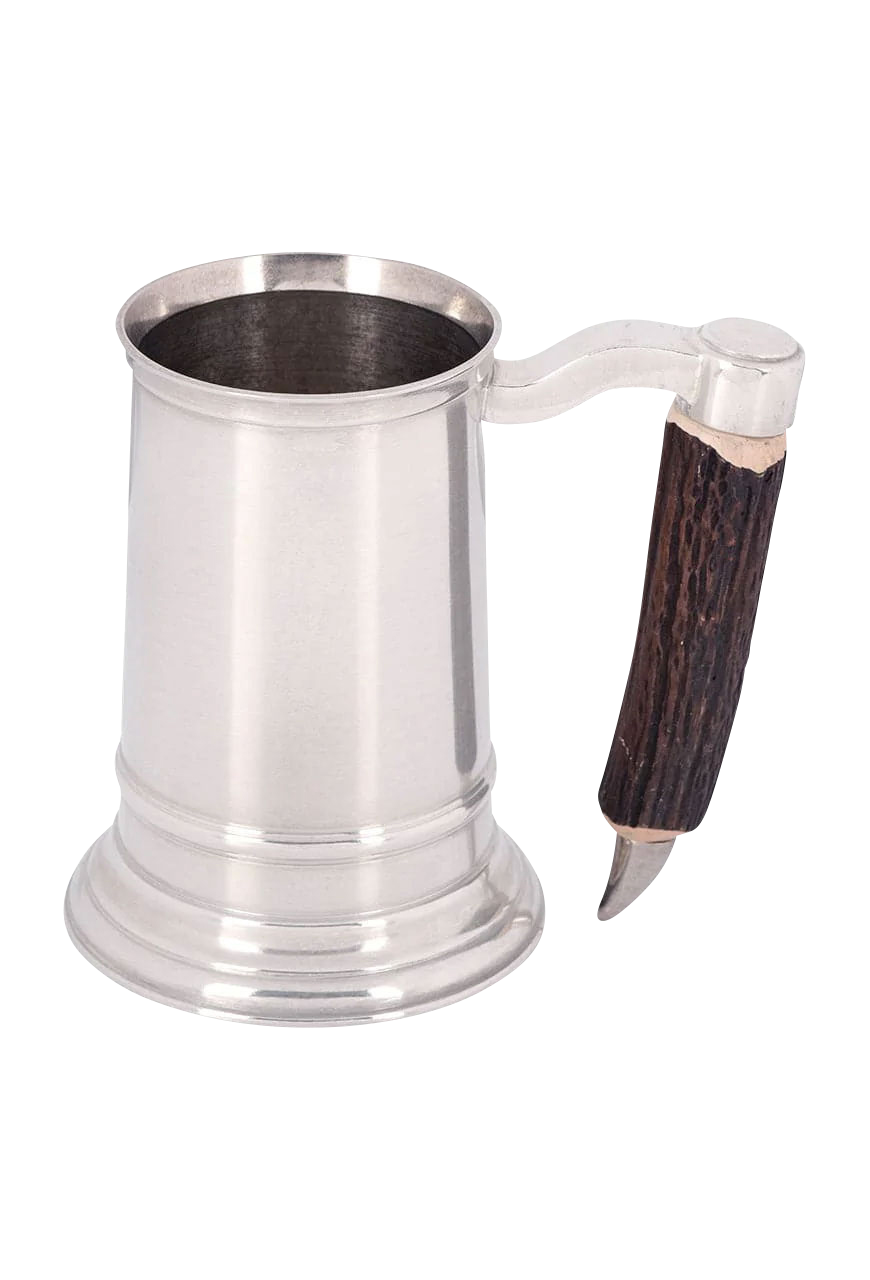 Arthur Court English Pewter Mug with Antler Handle