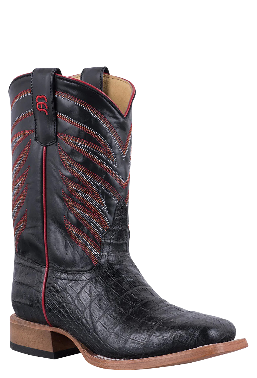 Anderson Bean Black Caiman Print Boots