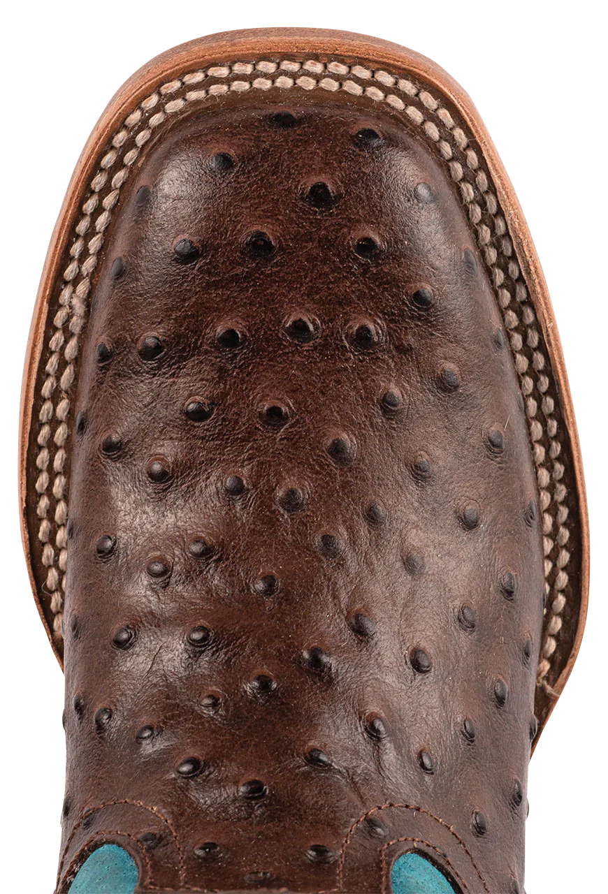 Anderson Bean Turquoise & Chocolate Ostrich Print Boots