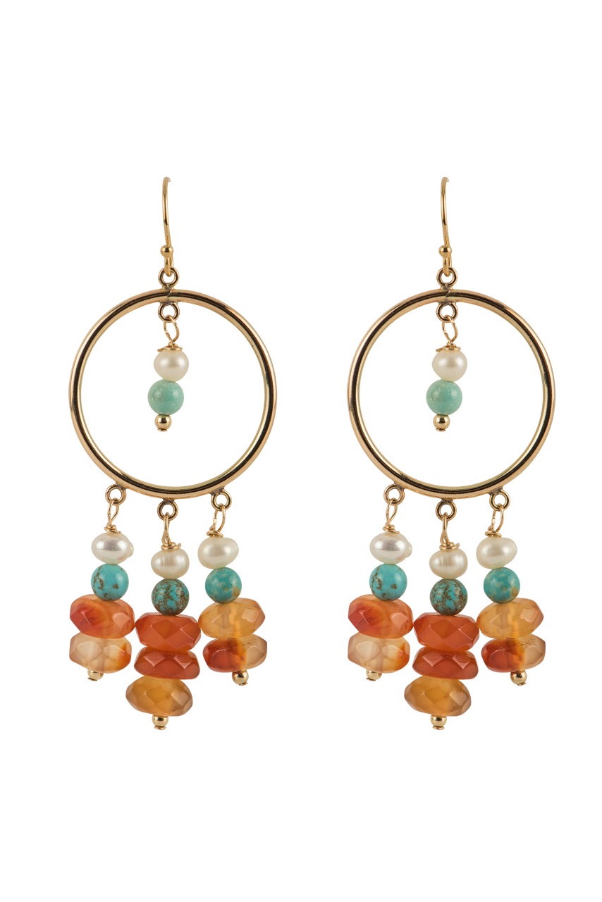 Ann Vlach Faceted Carnelian Chandelier Earrings