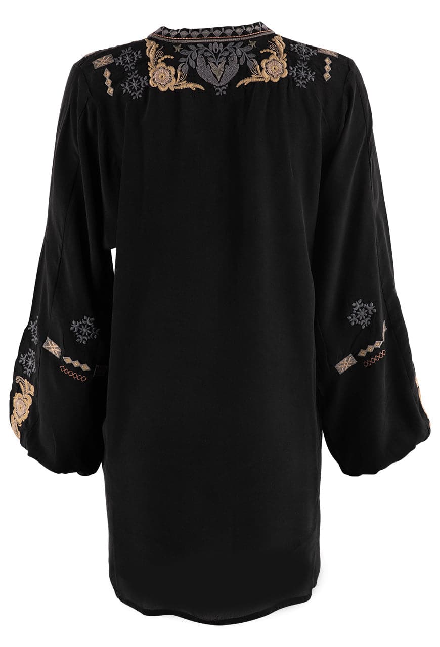 Johnny Was Biya Black Mrunal Embroidered Tunic