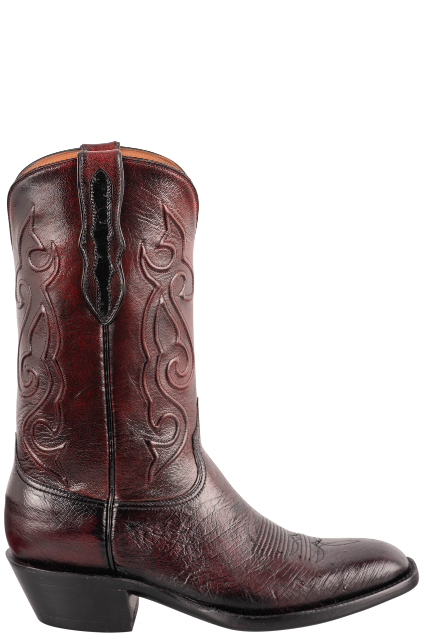 Black Jack Exclusive Smooth Ostrich Cowboy Boots - Black Cherry